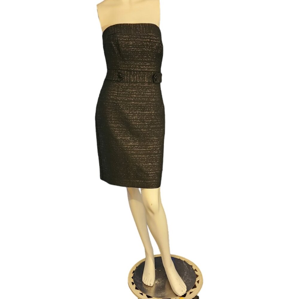 NWT Trina Turk "Liberty" Strapless Dress in Black W/Silver Metallic Unworn!